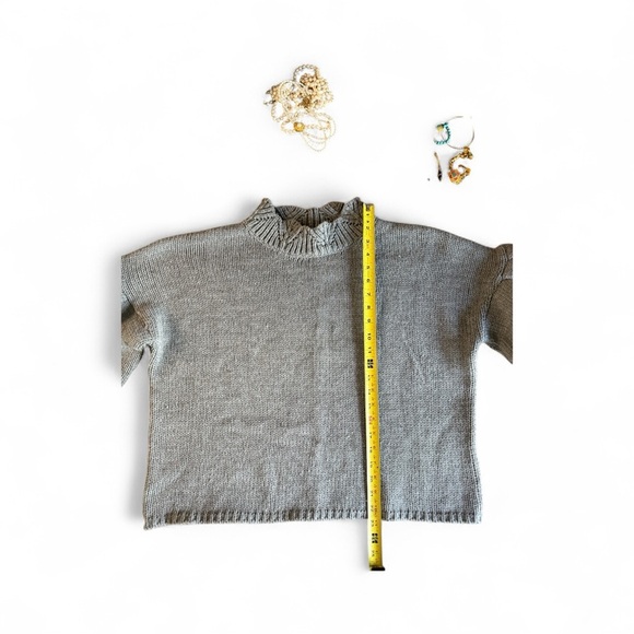 Gray Mustard Seed Oversized Sweater with Ruffle Sleeves - Picture 7 of 10